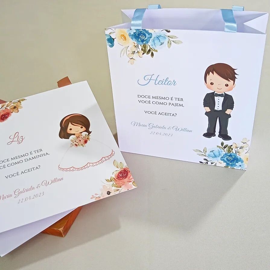 Sacolinhas personalizadas damas,pajens,florista - Um Convite de Casamento