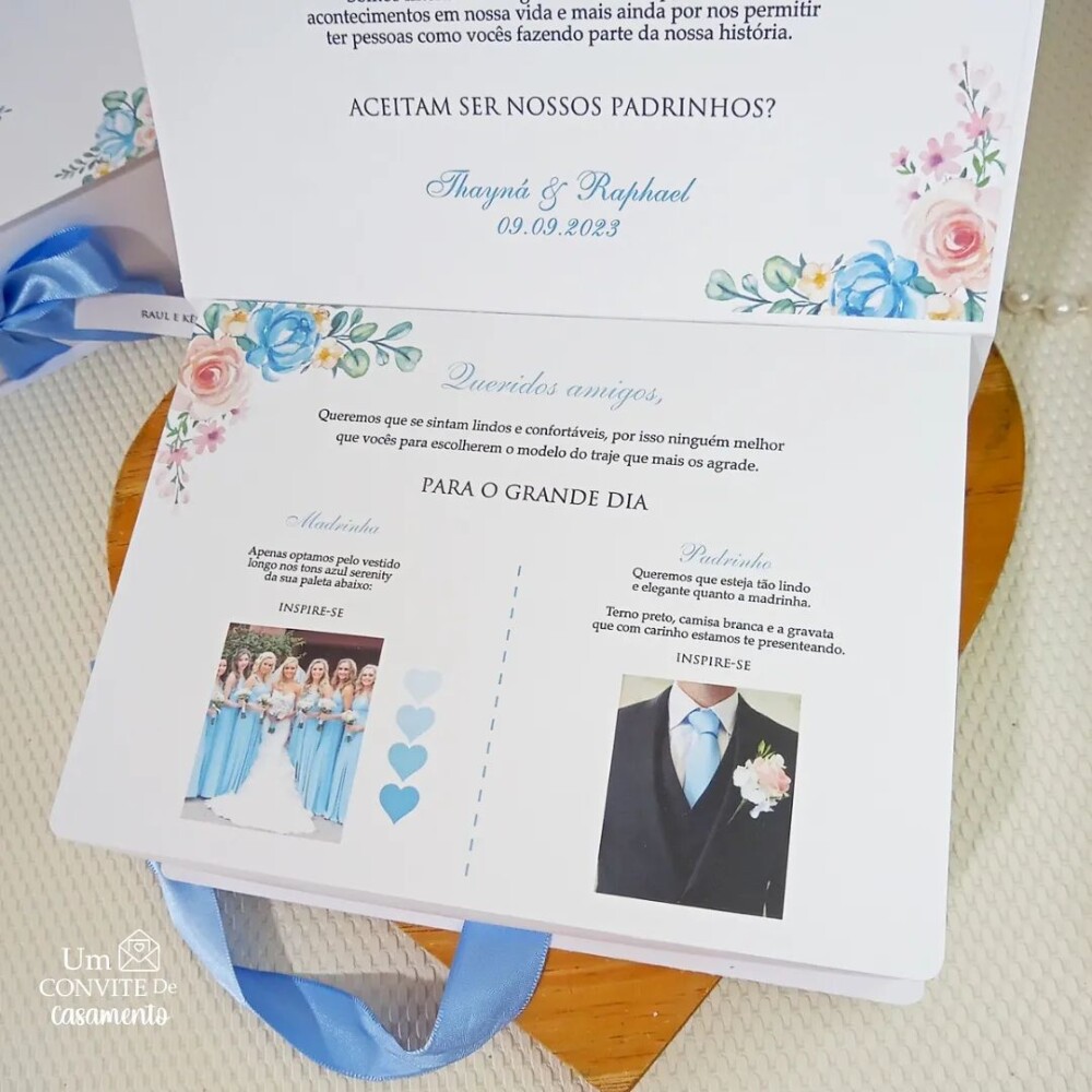 Caixas de padrinhos casal (azul serenity) - Um Convite de Casamento