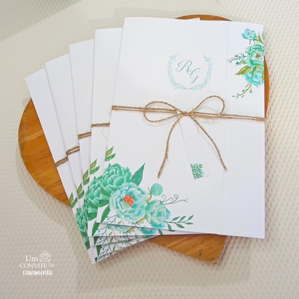 Convite Verde Tiffany - Um Convite de Casamento