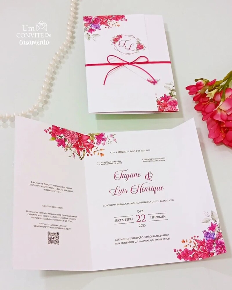 Convites janela fuscia - Um Convite de Casamento