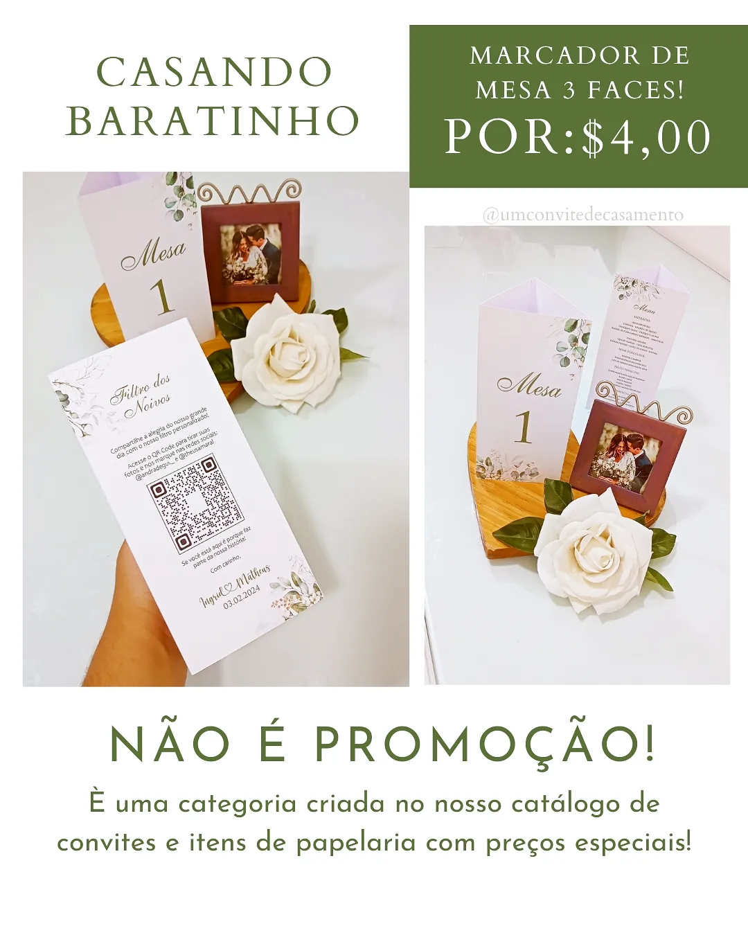 Menus três faces - Um Convite de Casamento