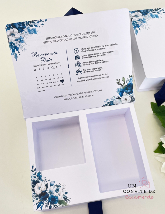 Caixa de padrinhos com divisórias - Um Convite de Casamento